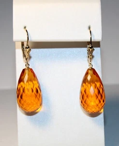 Geschnitzte Briolette facettierte Citrin Ohrringe Nachlass Konvolut Schmuck - Bild 1 von 5