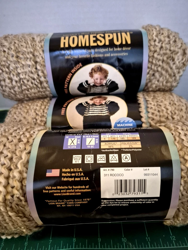 Lion BRAND Homespun Chunky Yarn 6oz 185 Yds 1 Skein Rococo 311