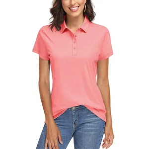Women's Polo Shirts Short Sleeve Quick Dry Casual Golf Sport Size Large - Picture 1 of 10