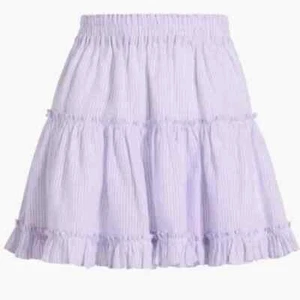 Hill House Paz Skirt NWT Women’s XL Lilac Stripe 100% Linen Tiered Pull On Mini - Picture 1 of 11