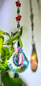 Crystal faceted prism 63 AB suncatcher butterfly, crystal beads, silver clasp - Picture 1 of 4