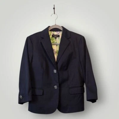 Blazer Talbots Mujer 10 Negro Chaqueta Forro Floral Detalle Botón Solapa Frontal Foto 1 de 4