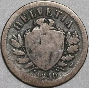 1850-A Switzerland 2 Rappen Paris Mint Swiss Coin (22011601R) - Picture 1 of 2