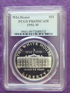 1992 W PCGS PR 69 DCAM Wht. House 1 Dollar $1 Commem  Vintage SLAB - Picture 1 of 9