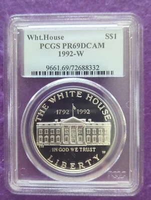 1992 W PCGS PR 69 DCAM Wht. House 1 Dollar $1 Commem  Vintage SLAB - Image 1 of 4