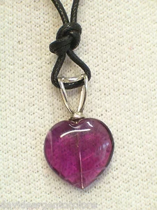 Ciondolo in ARGENTO 925 con CUORE in FLUORITE e girocollo - pietra dura - - Picture 1 of 3