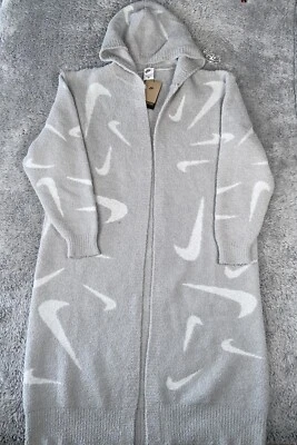 Nike Phoenix Cozy Boucle Long Knit Cardigan Sizes Women Grey FD4282-077 - Image 1 of 4
