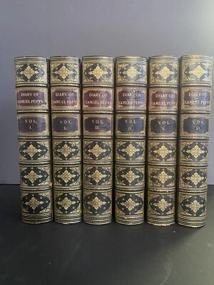 Diary & Correspondence of Samuel Pepys 6V set leather Foto 1 de 4