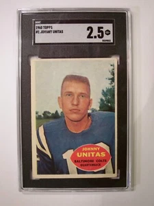 1960 Topps Football #1 JOHNNY UNITAS (Baltimore Colts / SGC 2.5) - GOOD+ ! WOW! - Picture 1 of 2