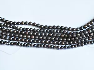 Cuentas marrones iridiscentes perlas agua dulce 5 mm. 16"" - Imagen 1 de 4