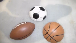 Home Interiors Kids 9"Foodball 6-1/2"Scoccerball 6-1/2"Basketball Wall Hanging A - Picture 1 of 8