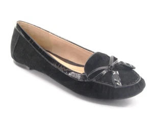 New ENZO ANGIOLINI Women Black Suede Loafer Flat Slip On Dress Bow Shoe Sz 7.5 M - Picture 1 of 1