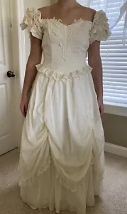 Jessica McClintock Braut Vintage Kleid Kleid 8? Elfenbein Baumwolle Spitze Prärie Boho - Bild 1 von 12