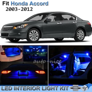 12pc Pure Blue Interior LED Light Package Kit For 03-12 Honda Accord Coupe Sedan - Picture 1 of 9
