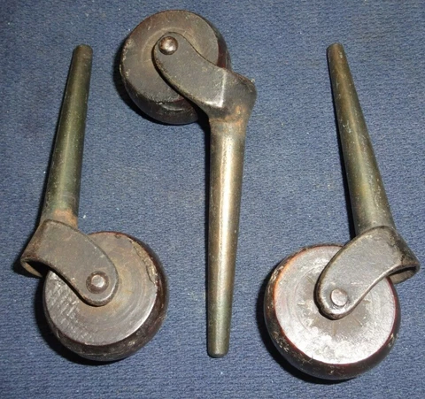 Vintage Wood Caster Swivel Wheels Lot Of 3 Furniture Parts Cover
