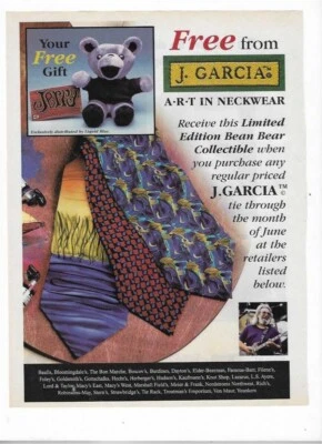 Jerry Garcia J. Garcia Neckwear & Paramount Home Video Dvd 1999 Vintage Ads - Image 1 of 2
