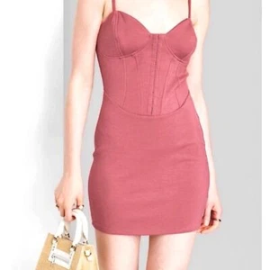 Women's Corset Mini Knit Bodycon Dress - Wild Fable Maroon XXS - Picture 1 of 4