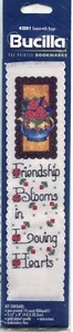 Pre-printed Bookmark, cross stitch kit, Teapot with Roses, Bucilla 42201 - Picture 1 of 1