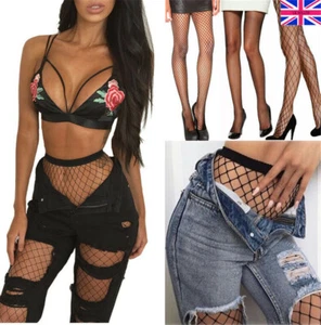 NEW Womens Black Fencenet Fishnet Net Tights Small Medium Large Hole Sexy - Picture 1 of 15