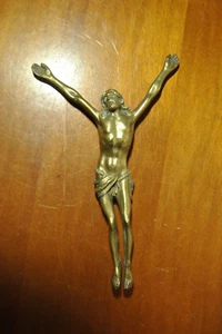 Antique Bronze Crucifix Sculpture Statue Of Jesus Christ - Picture 1 of 13