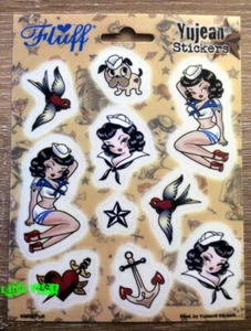 SUZY SAILOR SEXY GIRL DECAL STICKER SET BY FLUFF 1950s mid century tattoo art - Picture 1 of 1