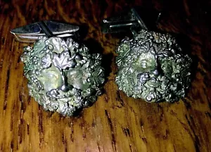 CUSTOM STERLING SILVER FOREST GOD, CUFFLINKS, MINT CONDITION, HANDMADE - Picture 1 of 3