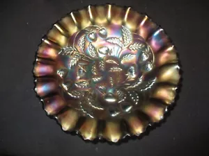 Northwood Carnival Glass Strawberry Ruffled 9" Bowl Amethyst Very Collectable - Picture 1 of 4