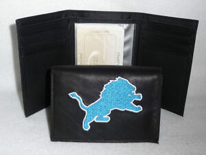 DETROIT LIONS   Embroidered Leather TriFold WALLET    New   black