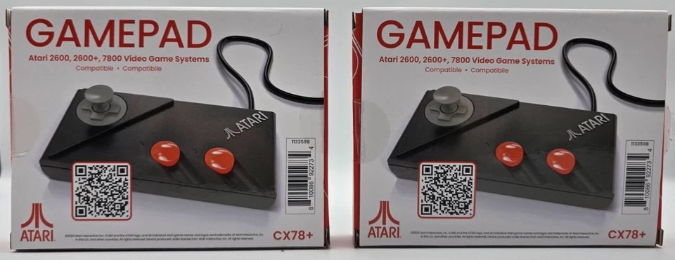 Atari 2600, 2600+, 7800, 7800+ Official Wired Gamepad Controllers (2) CX78+ NEW! - Image 1 of 1