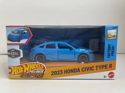 Hot Wheels Pull-Back Speeders 2023 Honda Civic Type R [Blue] 1:43 Diecast NEW - Image 1 of 3