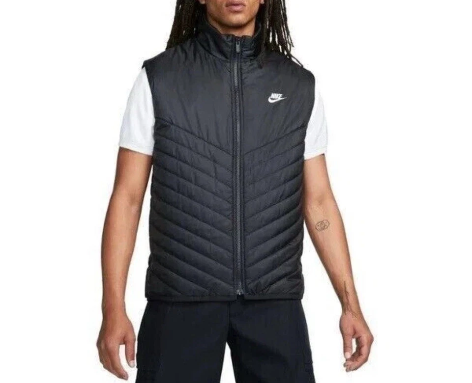 Nike Men’s Small Therma-FIT Windrunner Black Full-Zip Puffer Vest FB8201-011
