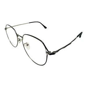Eyeglasses For Women's Round Silver Black Titanium Light Weight 53-18-142 New - Picture 1 of 7