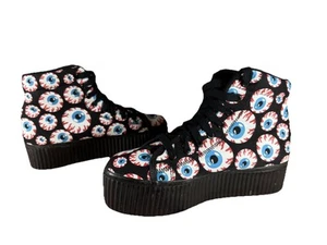 Jeffrey Campbell JC Play Black Hiya-Eye Eyeball Sneaker Schuhe Plateau Gr. 8 Neu - Bild 1 von 10