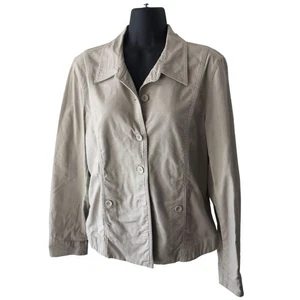Eileen Fisher Lightweight Button Front Unlined Beige Khaki Jacket Size Medium M - Picture 1 of 6