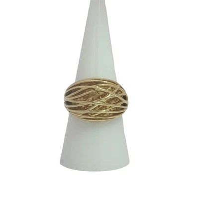 Vintage 14K Yellow Gold Open Dome Cocktail Ring Sz 8 - Image 1 of 4