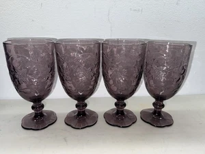 Princess House Fantasia 7” Amethyst Purple Goblets Set of 4 Footed Glasses 16 oz - Picture 1 of 9