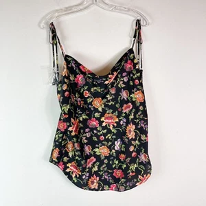 Cinq a Sept NWT Marta Floral Satin Camisole Top Black Size XL - Picture 1 of 9