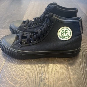 PF Flyers Sandlot Center Hi Top Solid Black Rigid Edge New Balance Size 7 Canvas - Picture 1 of 10