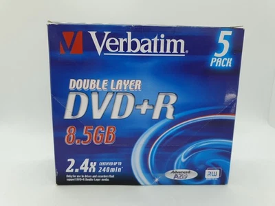 5 x Verbatim Double Layer DVD+R 8,5GB 2.4X up to 240min Neu OVP - Bild 1 von 4