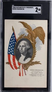 c1900 George Washington American Flag & Eagle Card-Presidents Postcards SGC 2 GD - Picture 1 of 2