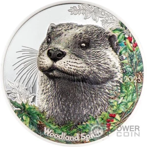 OTTER Woodland Spirit 1 Oz Silber Münze 500 Togrog Mongolia 2025 - Bild 1 von 3