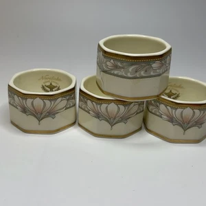Vintage Set Of 4 Noritake Barrymore 9737 Japan Bone China Napkin Rings Retired - Picture 1 of 8