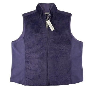 Nuevo con etiquetas Chaleco Cambridge Dry Goods Para Mujer 2X Púrpura Terciopelo Acolchado Cremallera Completa Exterior Foto 1 de 4