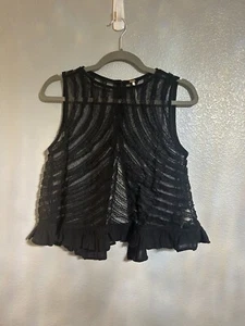 Women’s black see-through lace open back top size small - Picture 1 of 4