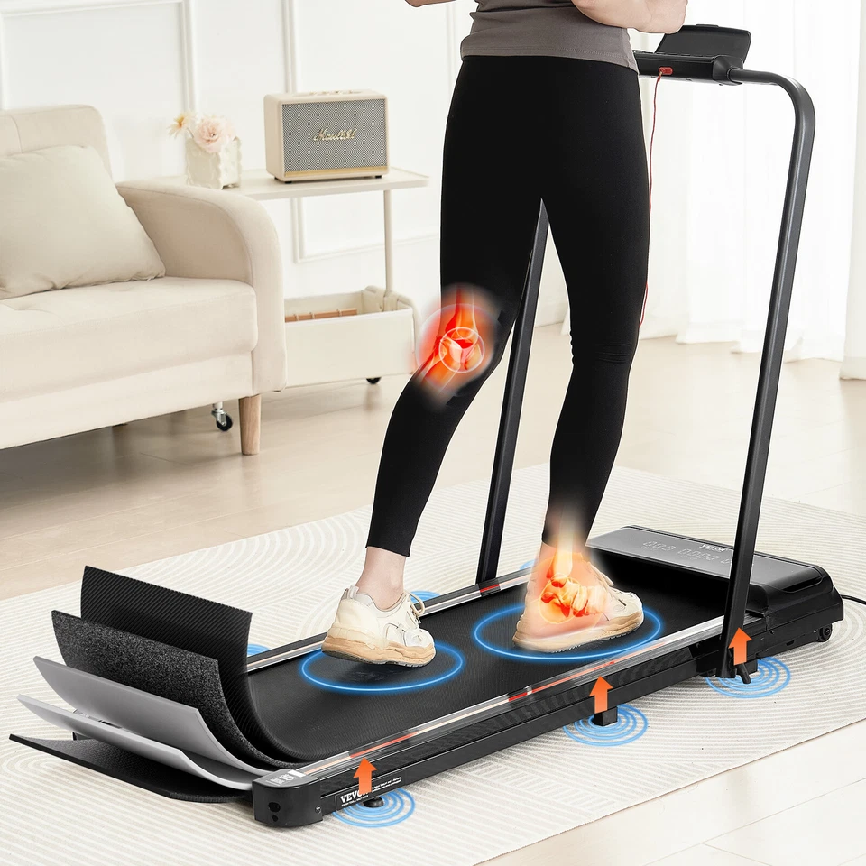 VEVOR Tapis de Marche Tapis de Course avec Poignée 1-12 km/h pour Maison Bureau