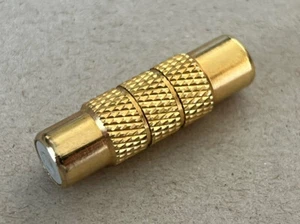 Vintage Female to Female RCA Coupler Adapter Audio Video - Striped Gold - Picture 1 of 4