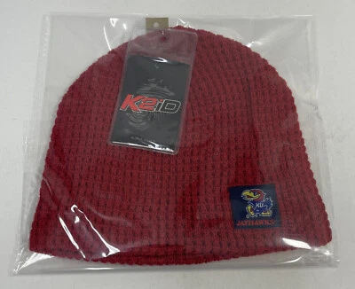Kansas Jayhawks - RED KNIT BEANIE HAT - ONE SIZE FITS ALL - KU UNIVERSITY - Image 1 of 3