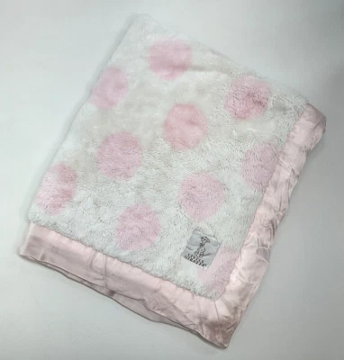 Little Giraffe LUXE POKA DOT Faux Fur Baby Blanket Pink White SATIN EDGES Plush, - Image 1 of 4