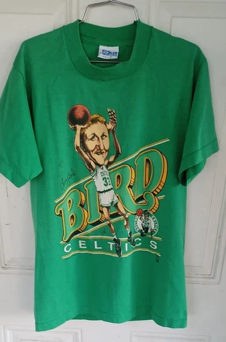 Boston Celtics T Shirt 80s Vintage Larry Bird Caricature Single Stitch Cover