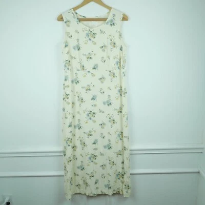 Vestido Midi Vintage Tamanho 12 Anos 90 Amarelo Manteiga Pastel Delicado Floral Cottagecore - Imagem 1 de 4